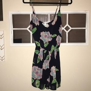 Navy and floral romper